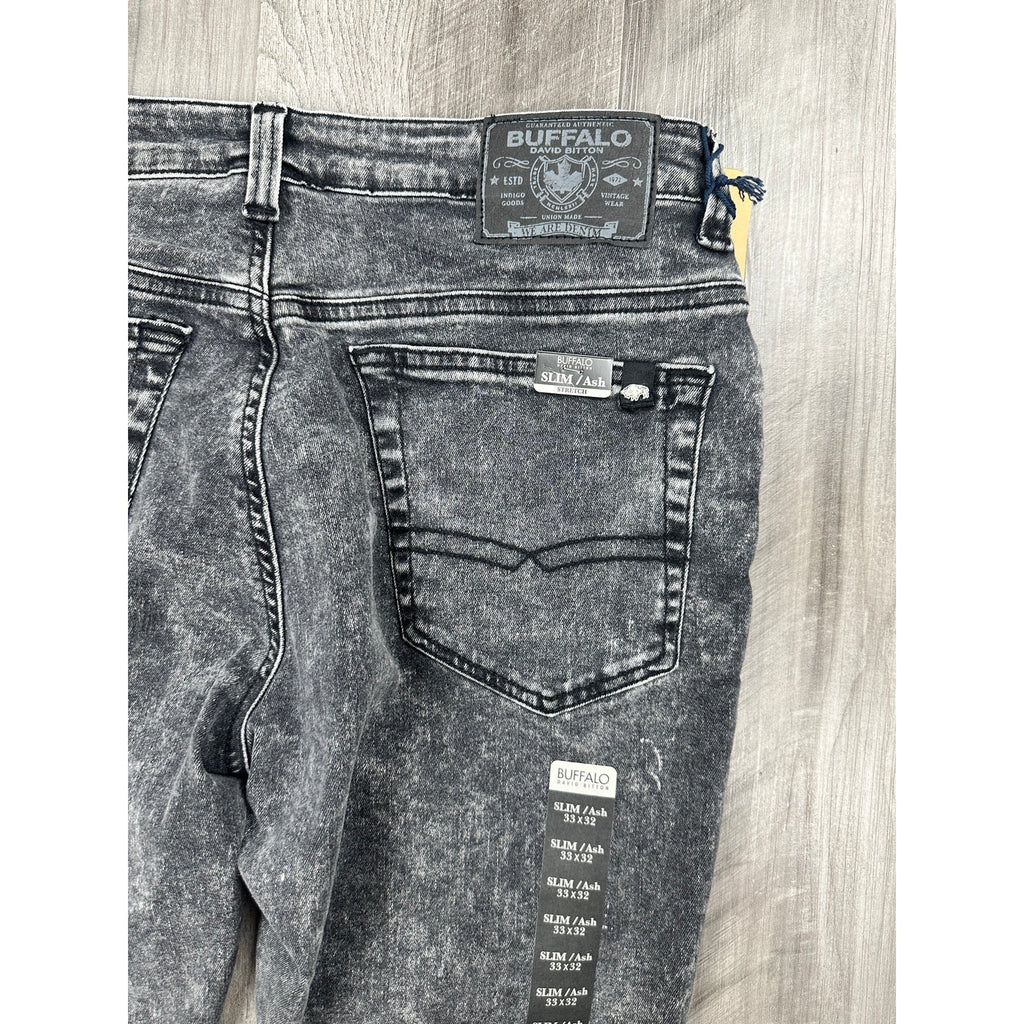 Buffalo David Bitton Slim Ash Black Story Jeans — Size 33x32