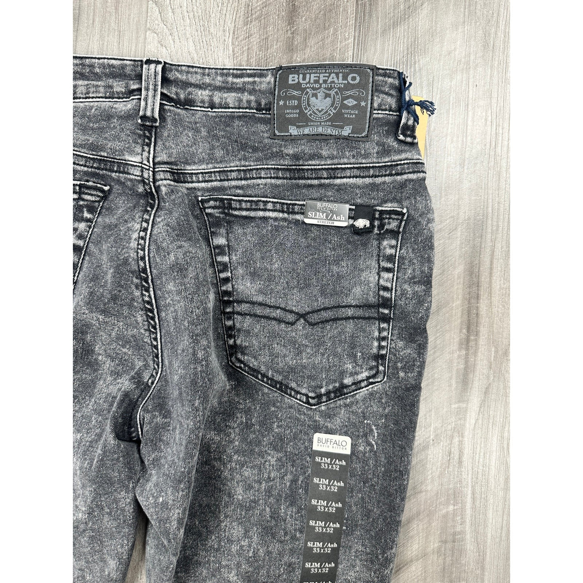 Buffalo David Bitton Slim Ash Black Story Jeans — Size 33x32