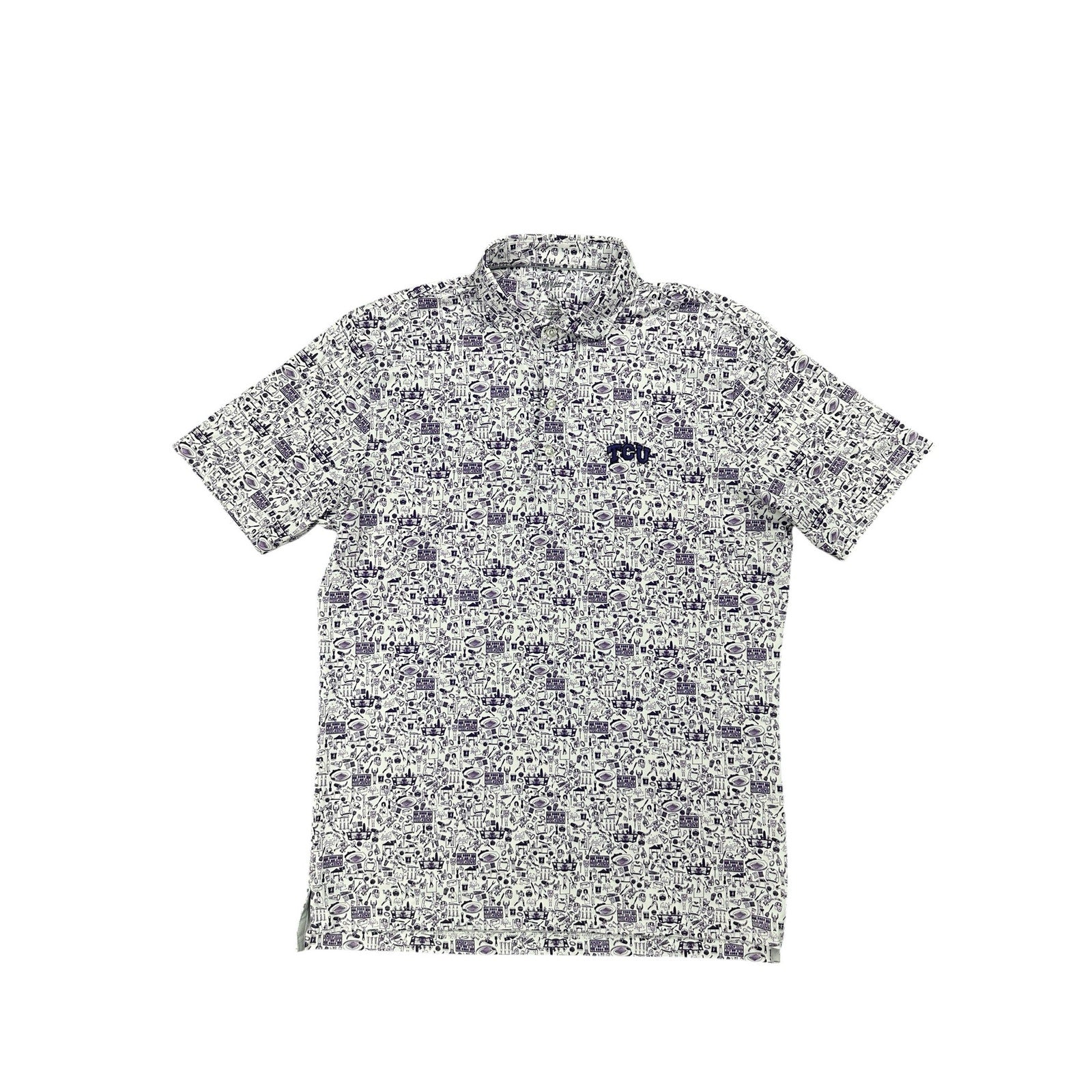 Johnnie-O TCU Horned Frogs Birdie Jersey Golf Polo in Purple and White — Size Medium // Preowned