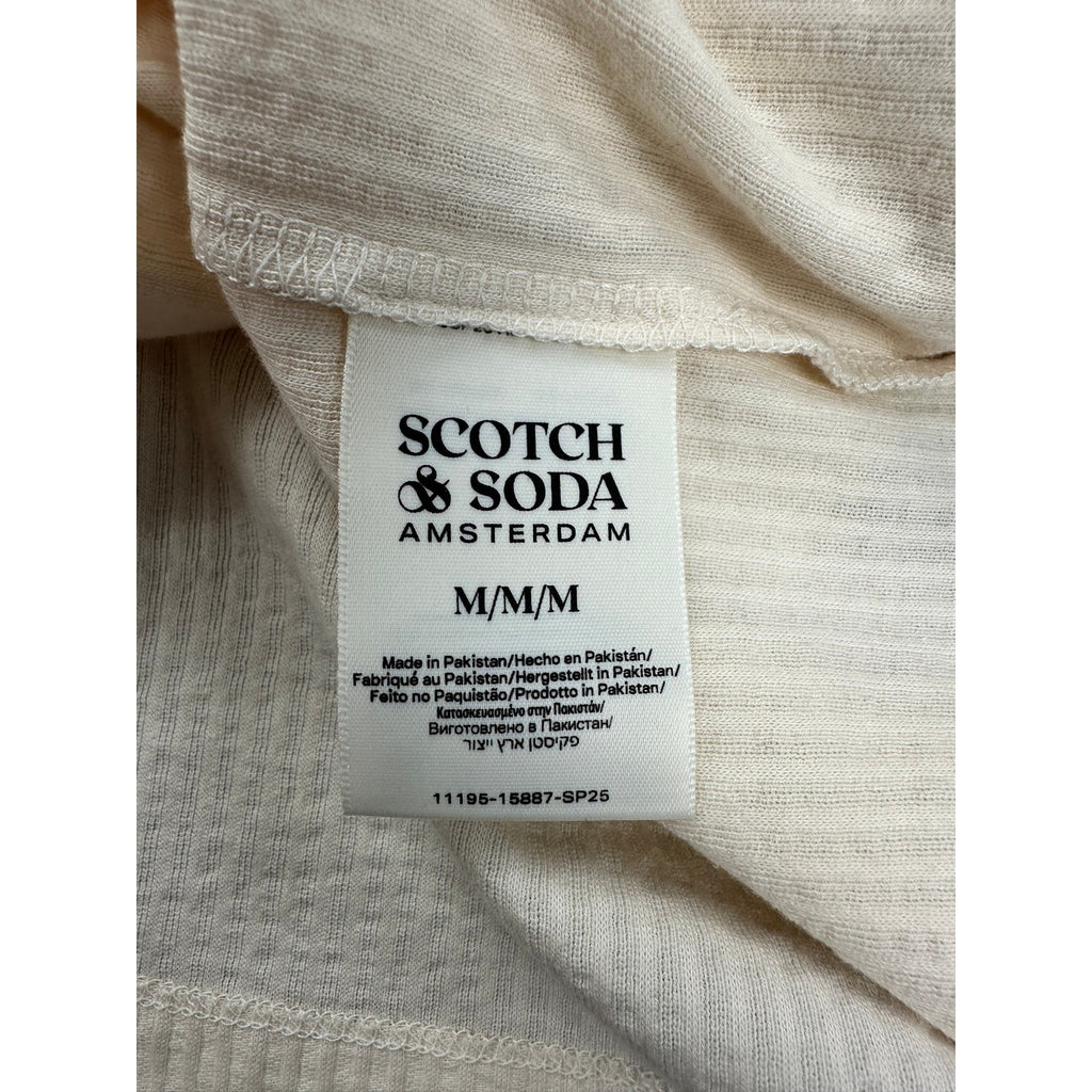 Scotch & Soda Rib Johnny Collar Pocket Polo in Egg Nog — Size Medium
