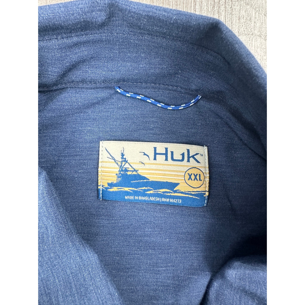 HUK Kona Solid Short Sleeve Button Down Shirt — Size 2XL