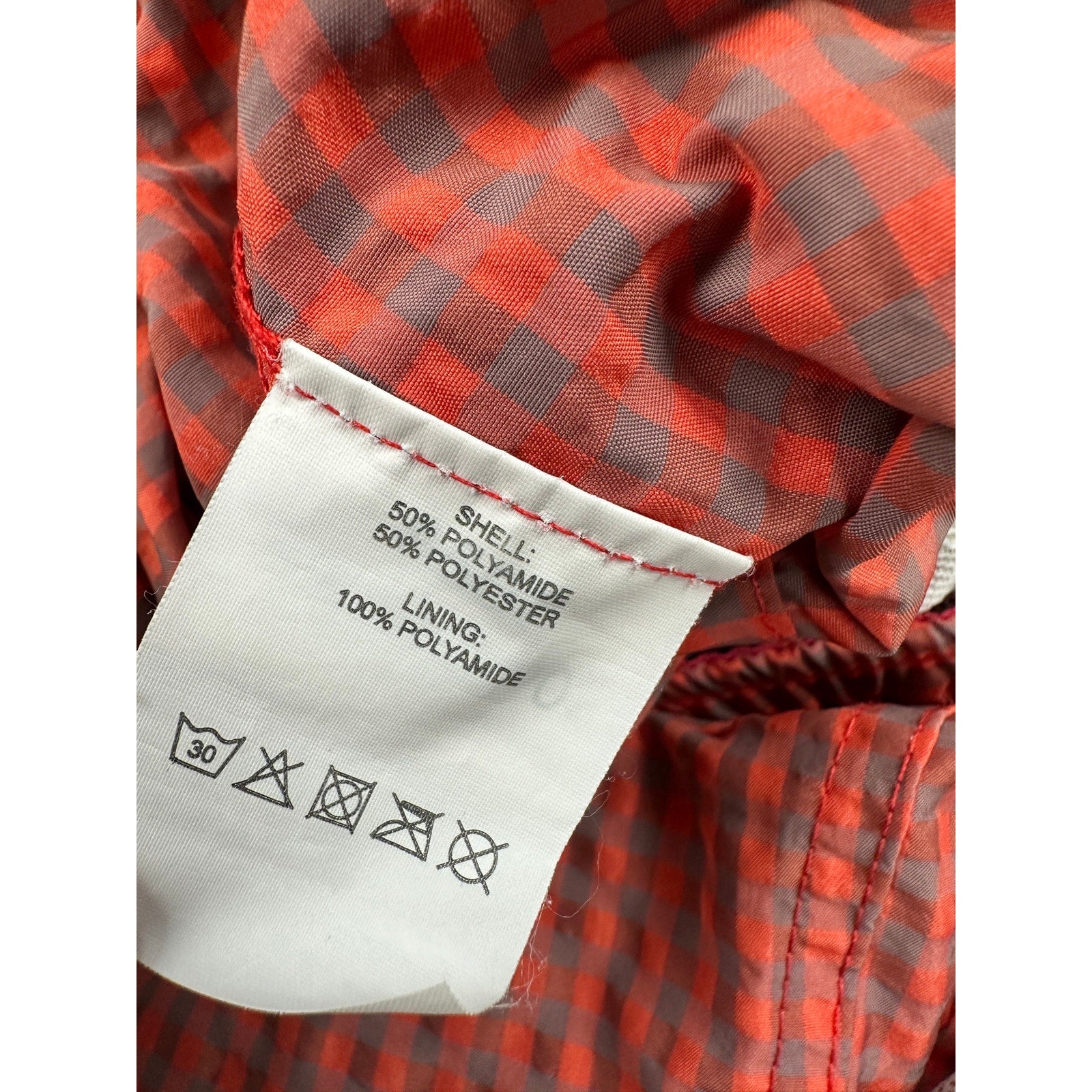 Peter Millar Seersucker Gingham Swim Trunks in Red, Gray — Size 2XL // Preowned