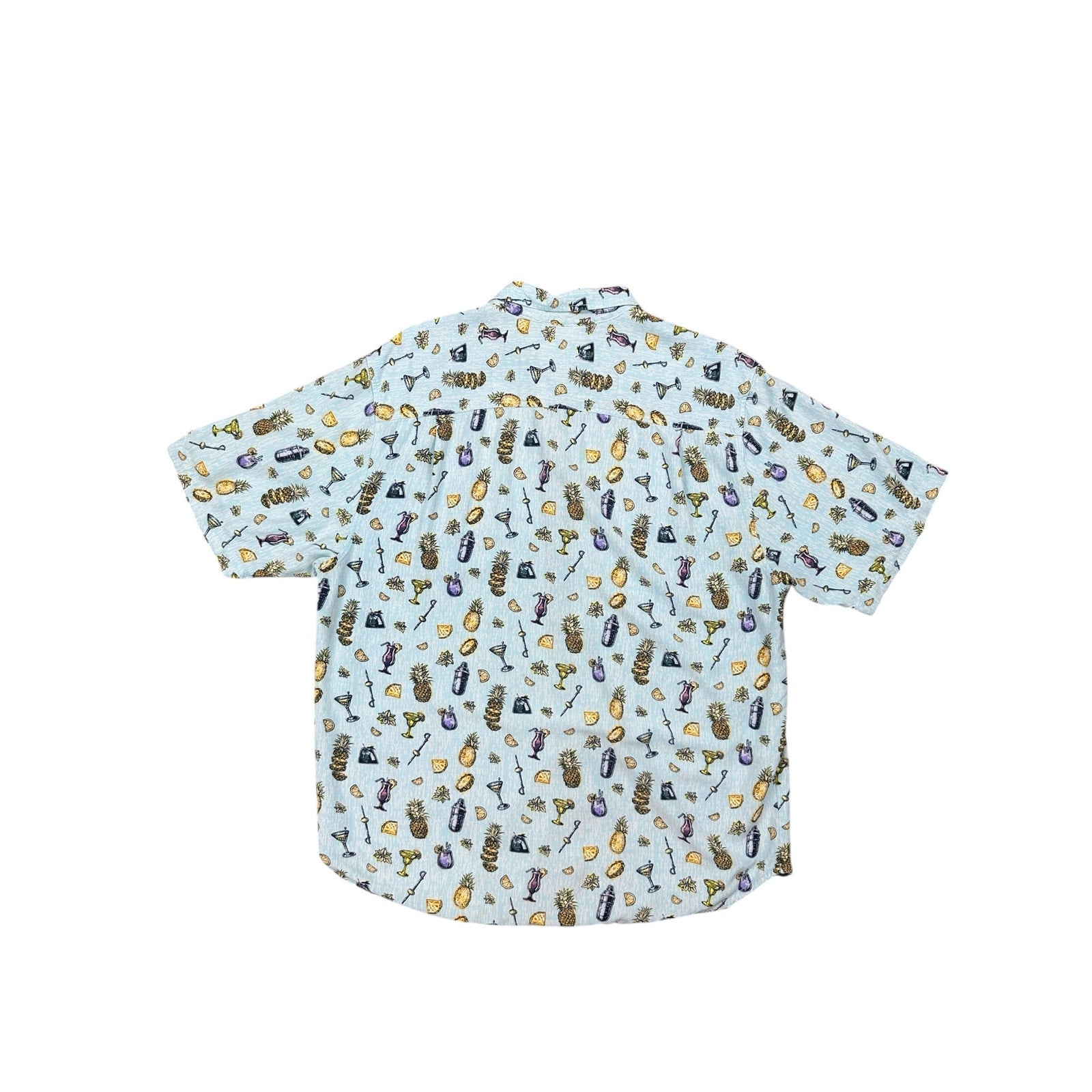 Tommy Bahama Coastal Ease Shake & Sip Cocktail Print Short Sleeve Button Down in Blue with Multi Print — Size Medium // Preowned