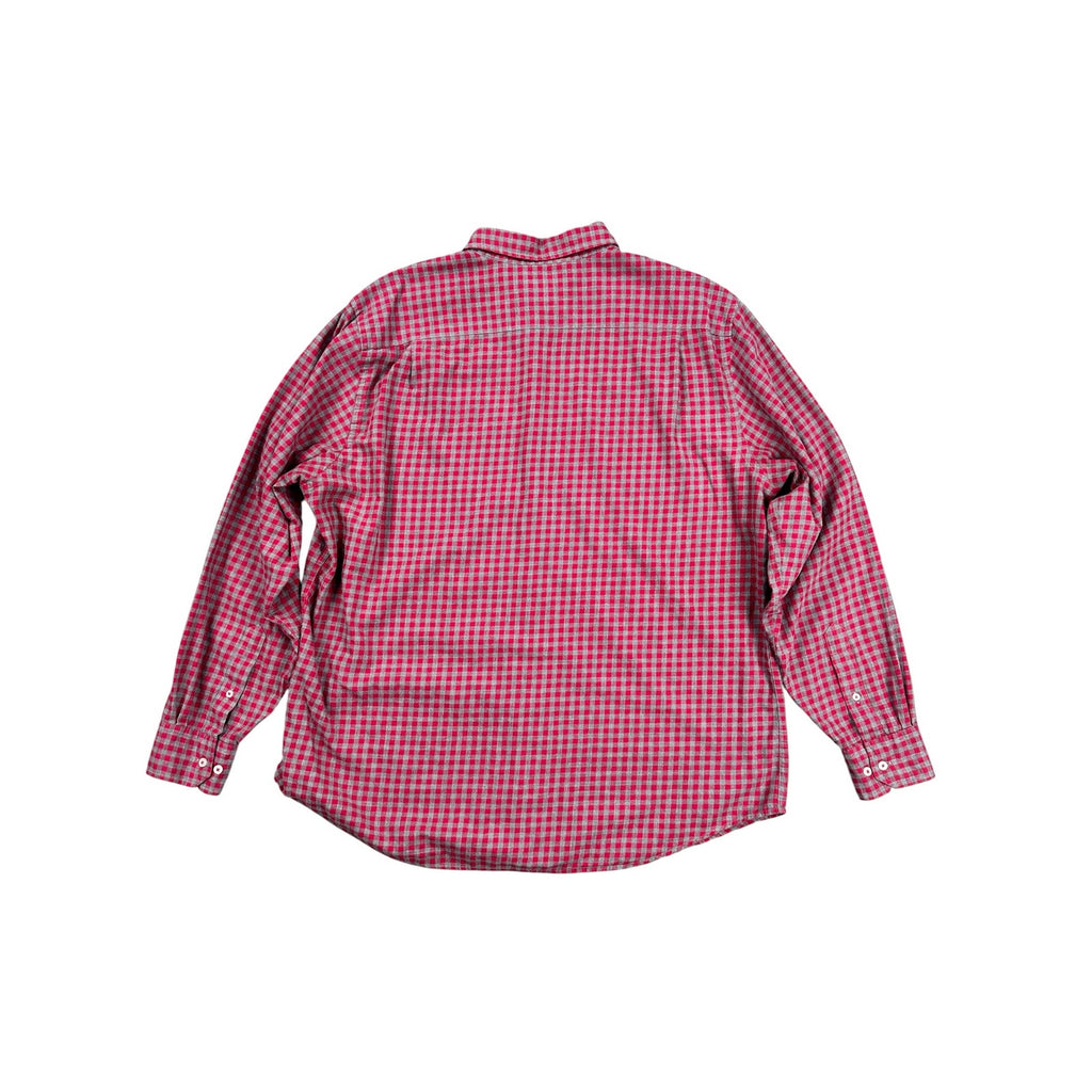 Southern Tide Classic Fit Gingham Check Button Down Shirt in Dark Pink Gray — Size XL