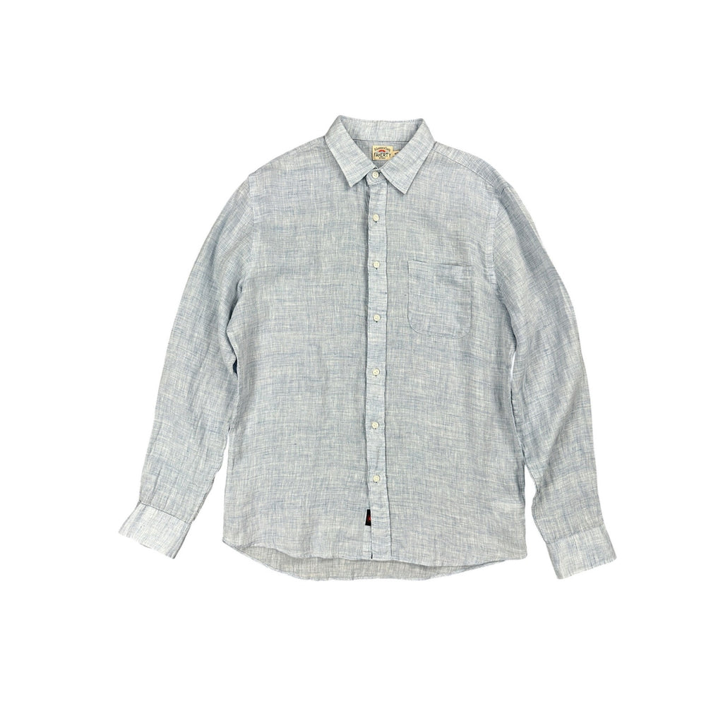 Faherty Laguna Linen Long Sleeve Shirt in Light Blue — Size Medium // Preowned