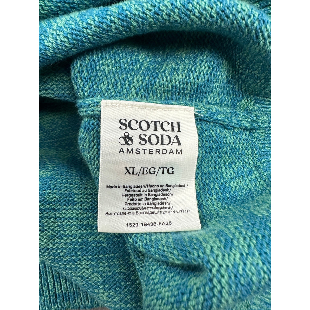 Scotch & Soda Uneven Marl Long Sleeve Sweater Polo in Ink Blue — Size XL