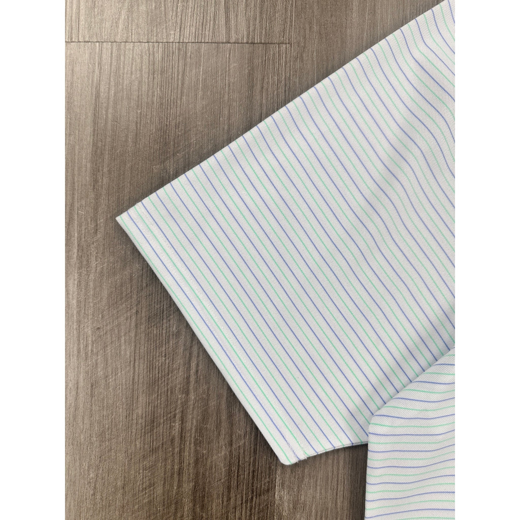 Holderness and Bourne The Gibson Shirt Tailored Fit Golf Polo in White Lavender Abaco — Size 2XL