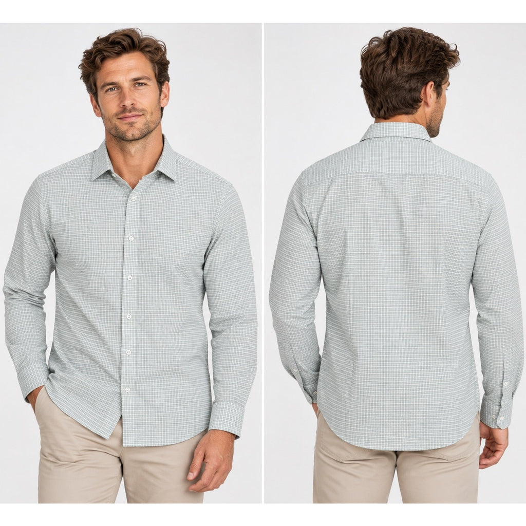 Mizzen+Main Leeward Collection Performance Plaid Trim Fit Long Sleeve Shirt — Size Medium // Preowned