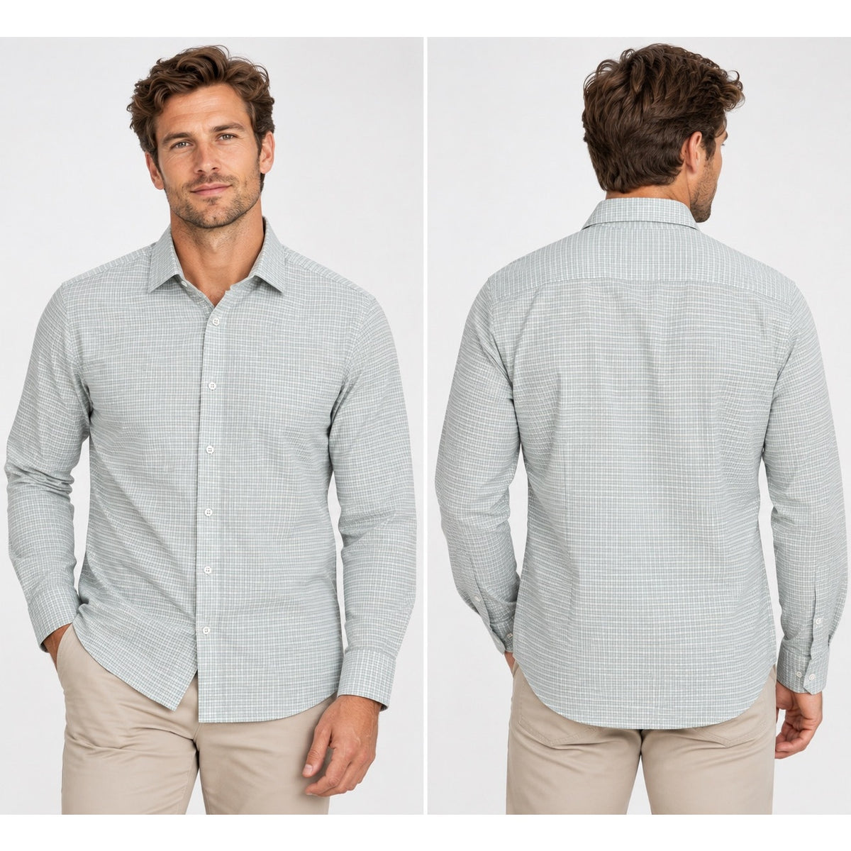Mizzen+Main Leeward Collection Performance Plaid Trim Fit Long Sleeve Shirt — Size Medium // Preowned