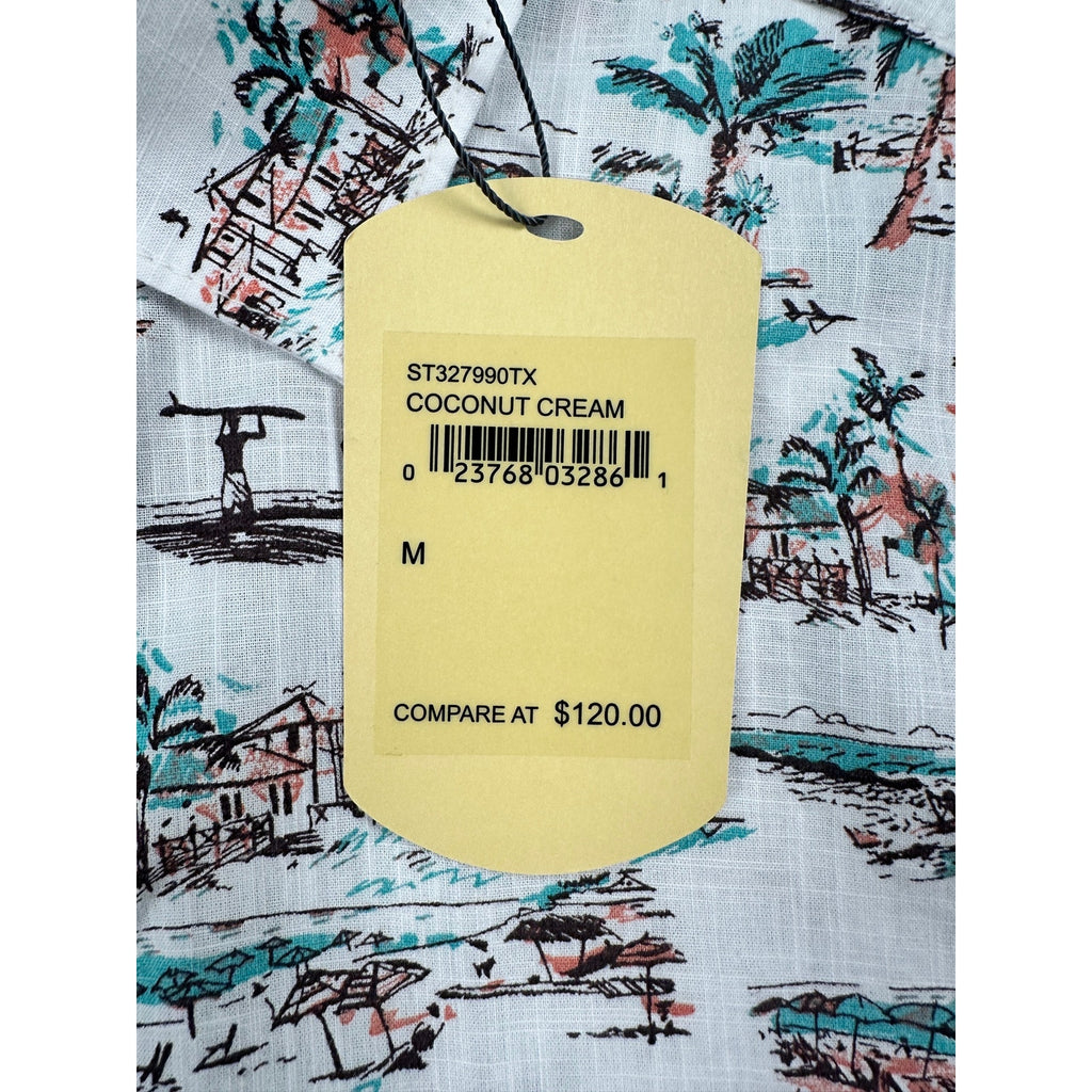 Tommy Bahama Casablanca Cotton Short Sleeve Camp Shirt in Coconut Cream — Size Medium