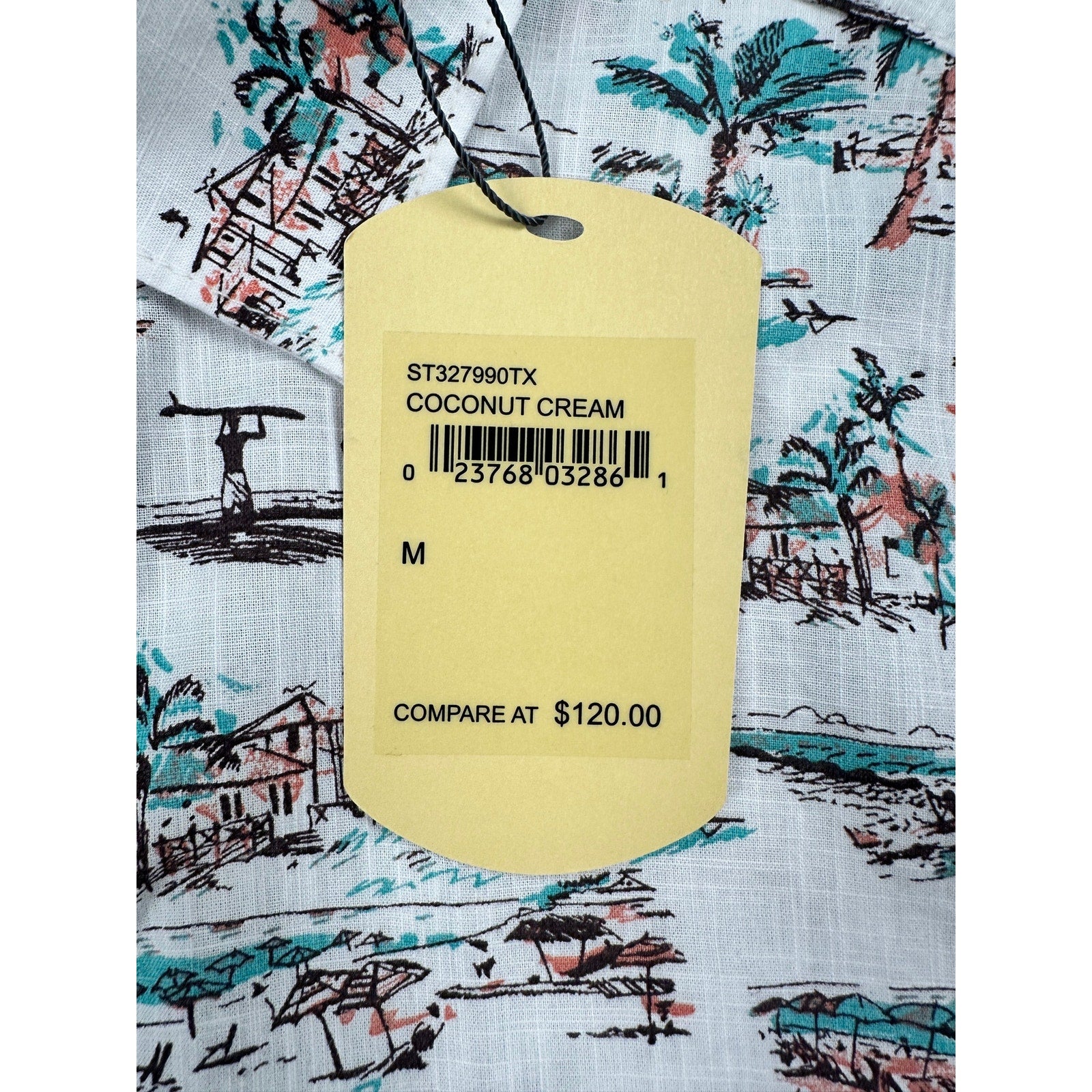 Tommy Bahama Casablanca Cotton Short Sleeve Camp Shirt in Coconut Cream — Size Medium