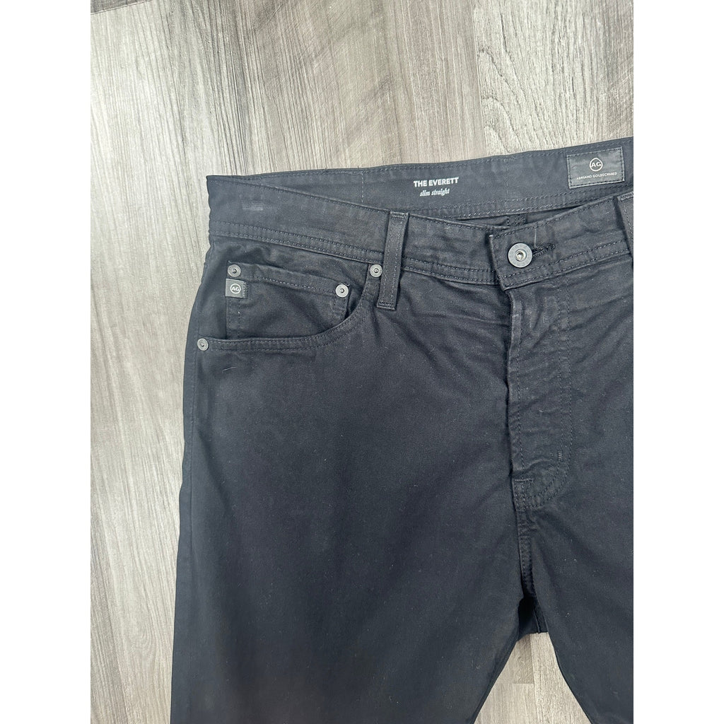 AG Adriano Goldschmied Everett Slim Straight Pants in Black — Size 34x34 // Preowned