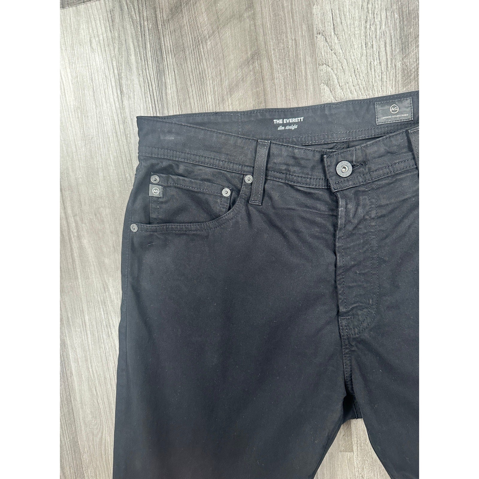 AG Adriano Goldschmied Everett Slim Straight Pants in Black — Size 34x34 // Preowned