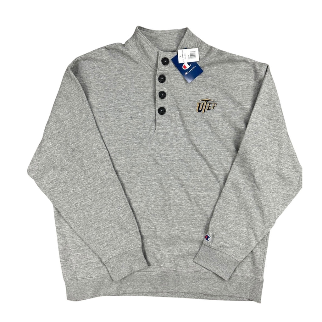 UTEP Miners Champion Heather Gray Henley Pullover Sweatshirt - 2XL