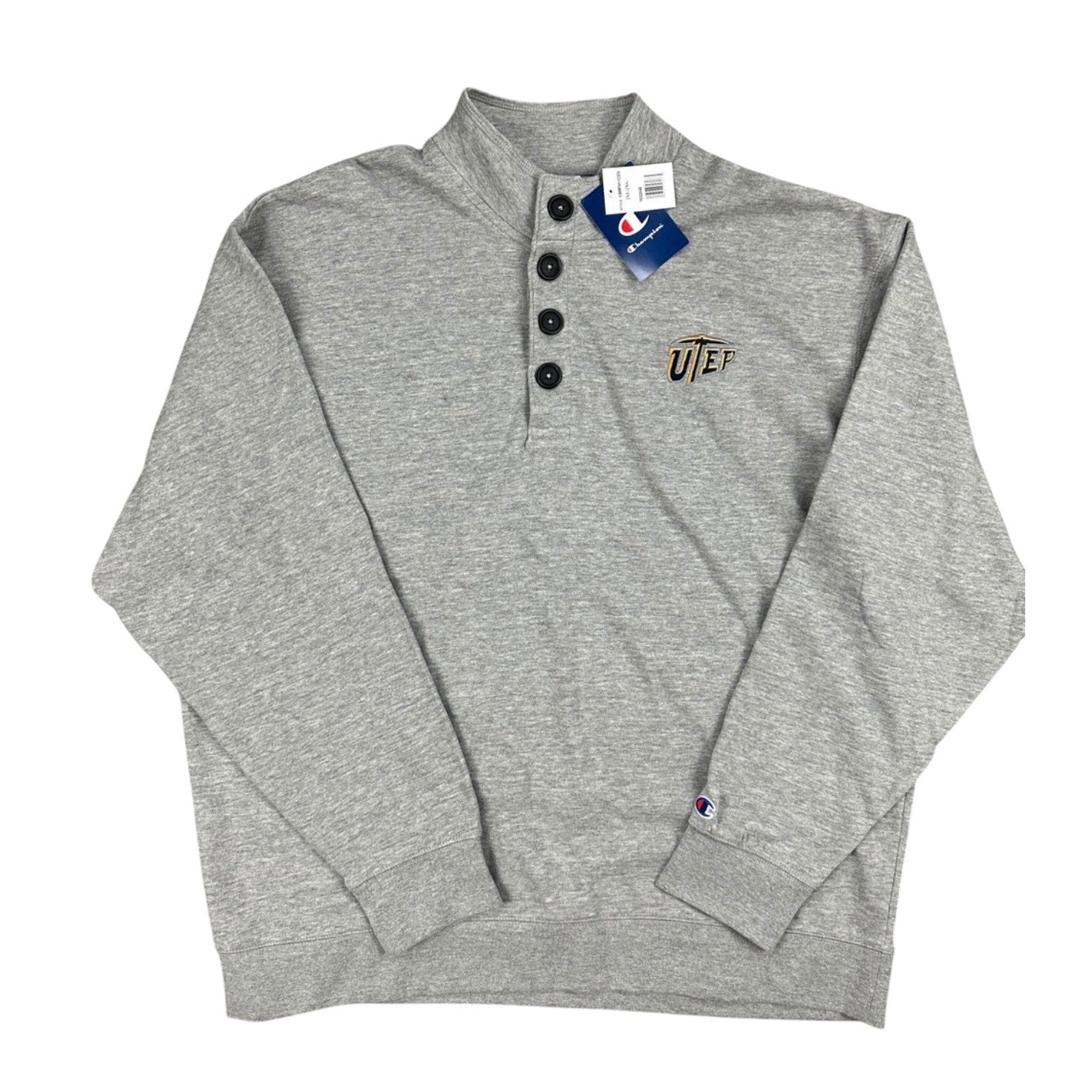 UTEP Miners Champion Heather Gray Henley Pullover Sweatshirt - 2XL