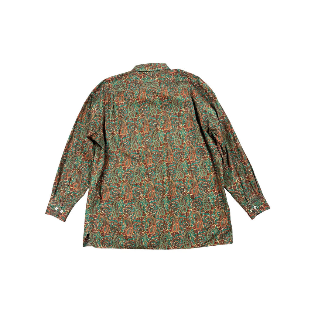 Maus & Hoffman Solemare Made in Italy Paisley Long Sleeve Button Down in Green, Red and Golden Yellow — Size XL // Preowned