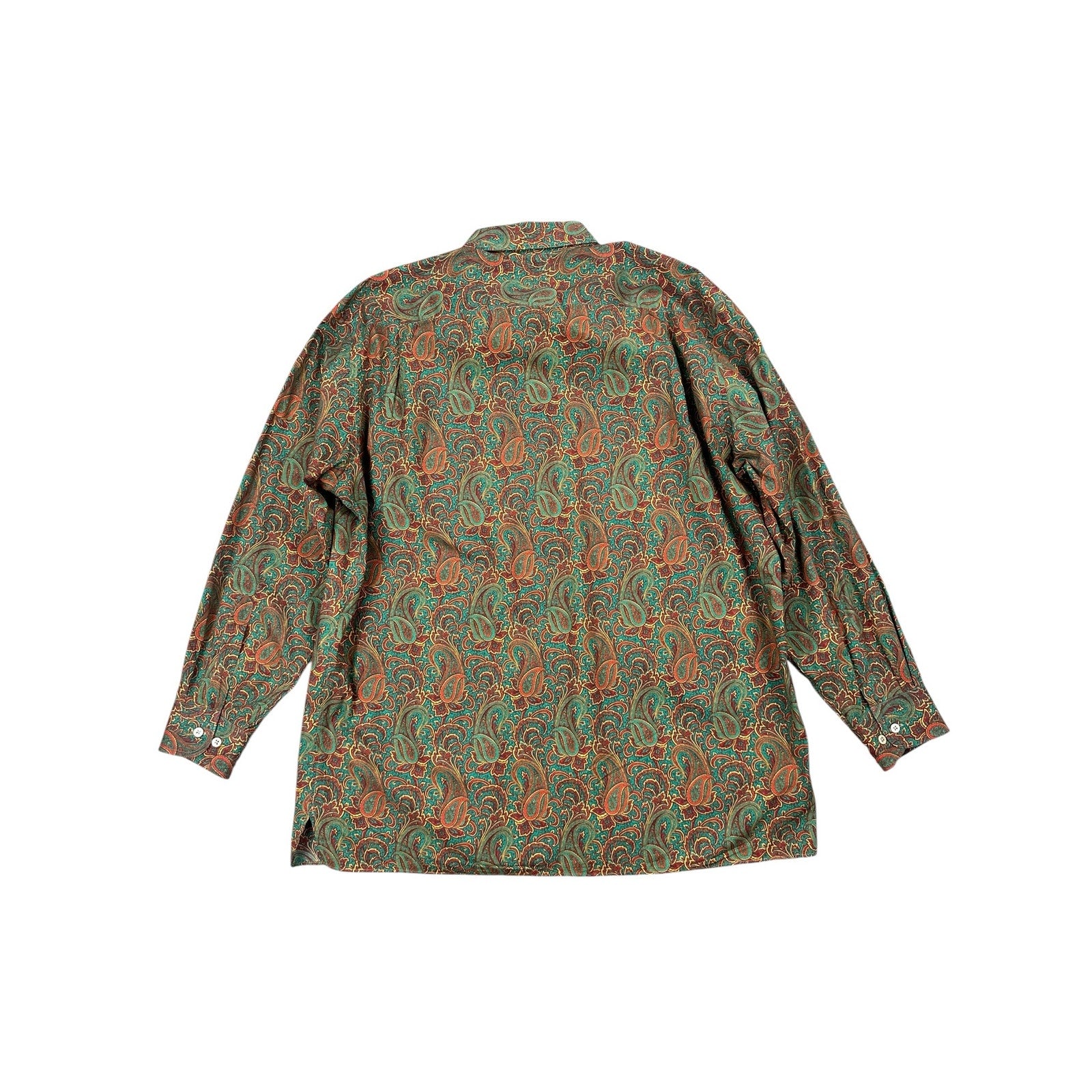 Maus & Hoffman Solemare Made in Italy Paisley Long Sleeve Button Down in Green, Red and Golden Yellow — Size XL // Preowned
