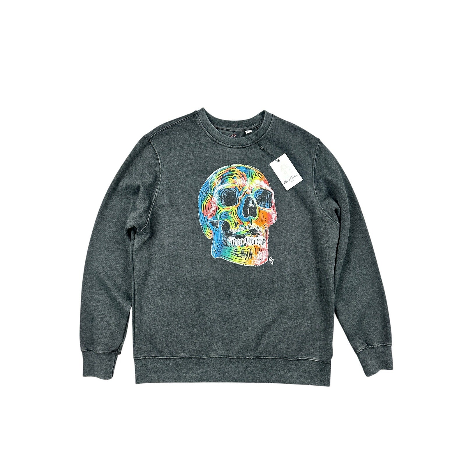 Robert Graham Neon Bones Graphic Long Sleeve Sweatshirt in Charcoal — Size XL