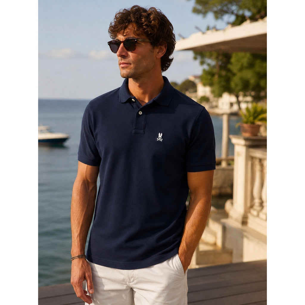 Psycho Bunny Classic Pique Polo in Navy — Size 7 (US XL) // Preowned