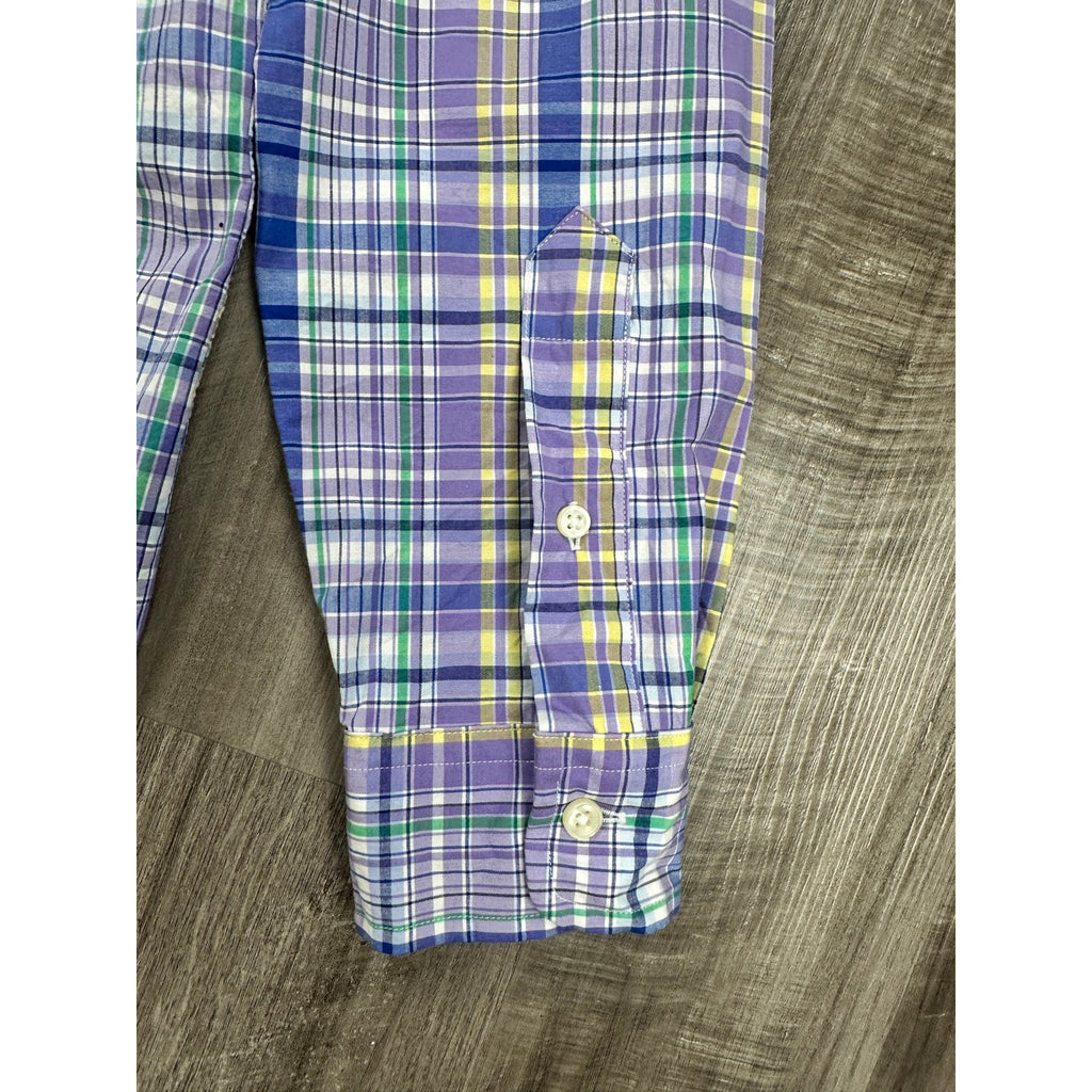 Polo Ralph Lauren Classic Fit Plaid Long Sleeve Button Down in Purple Blue Yellow Green White — Size Small // Preowned