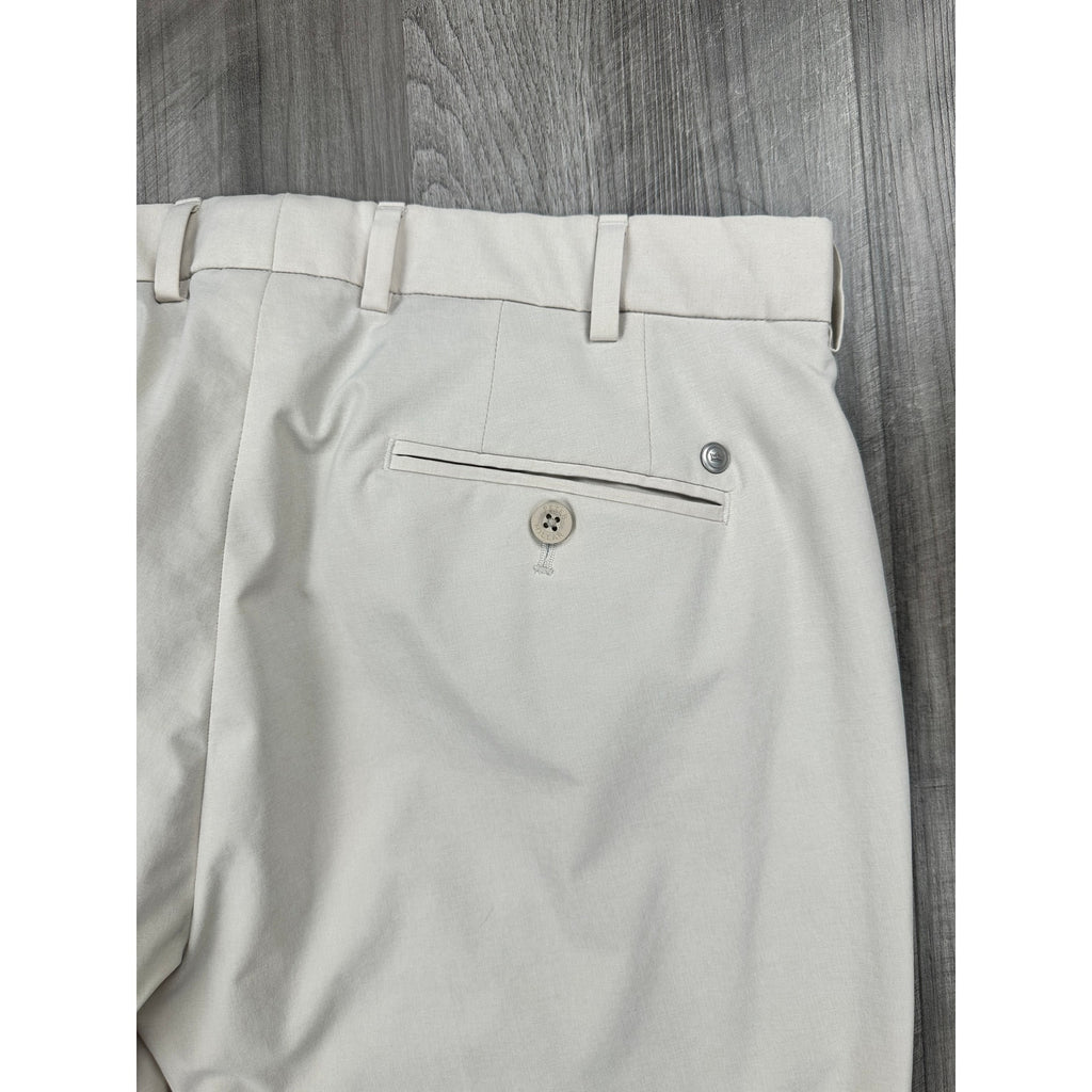 Peter Millar Surge Tailored Fit Crown Crafted Trouser Pants in Stone — Size 33x32 // Preowned