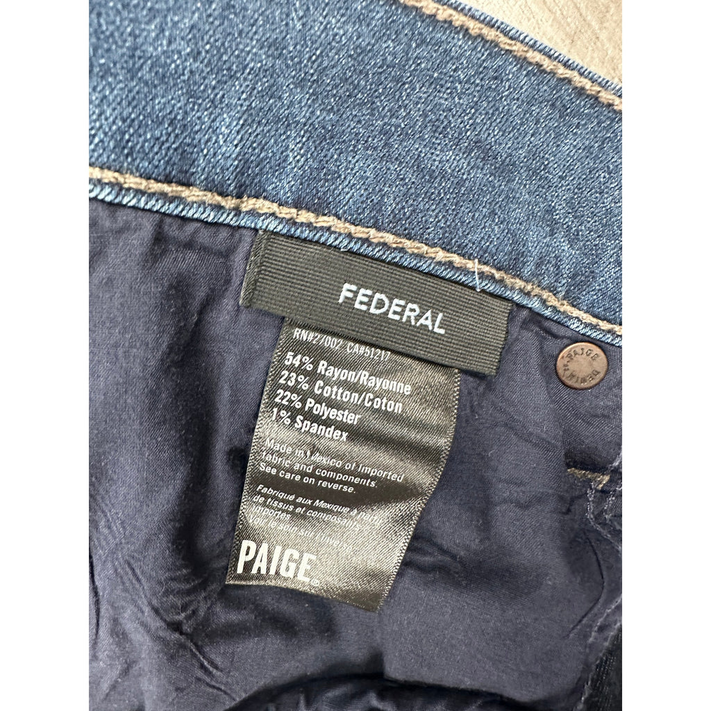 Paige Federal Slim Straight Transcend Denim Jeans in Cellar Blue — Size 36 // Preowned