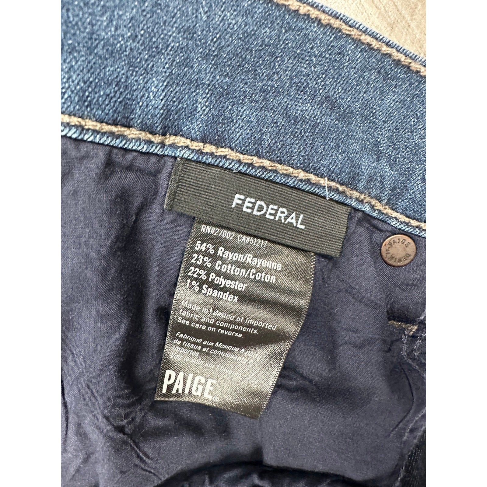 Paige Federal Slim Straight Transcend Denim Jeans in Cellar Blue — Size 36 // Preowned
