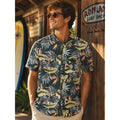 Ron Jon Surf Shop Hawaiian Tropical Short Sleeve Button Down in Dark Slate Blue Green Orange — Size Medium // Preowned