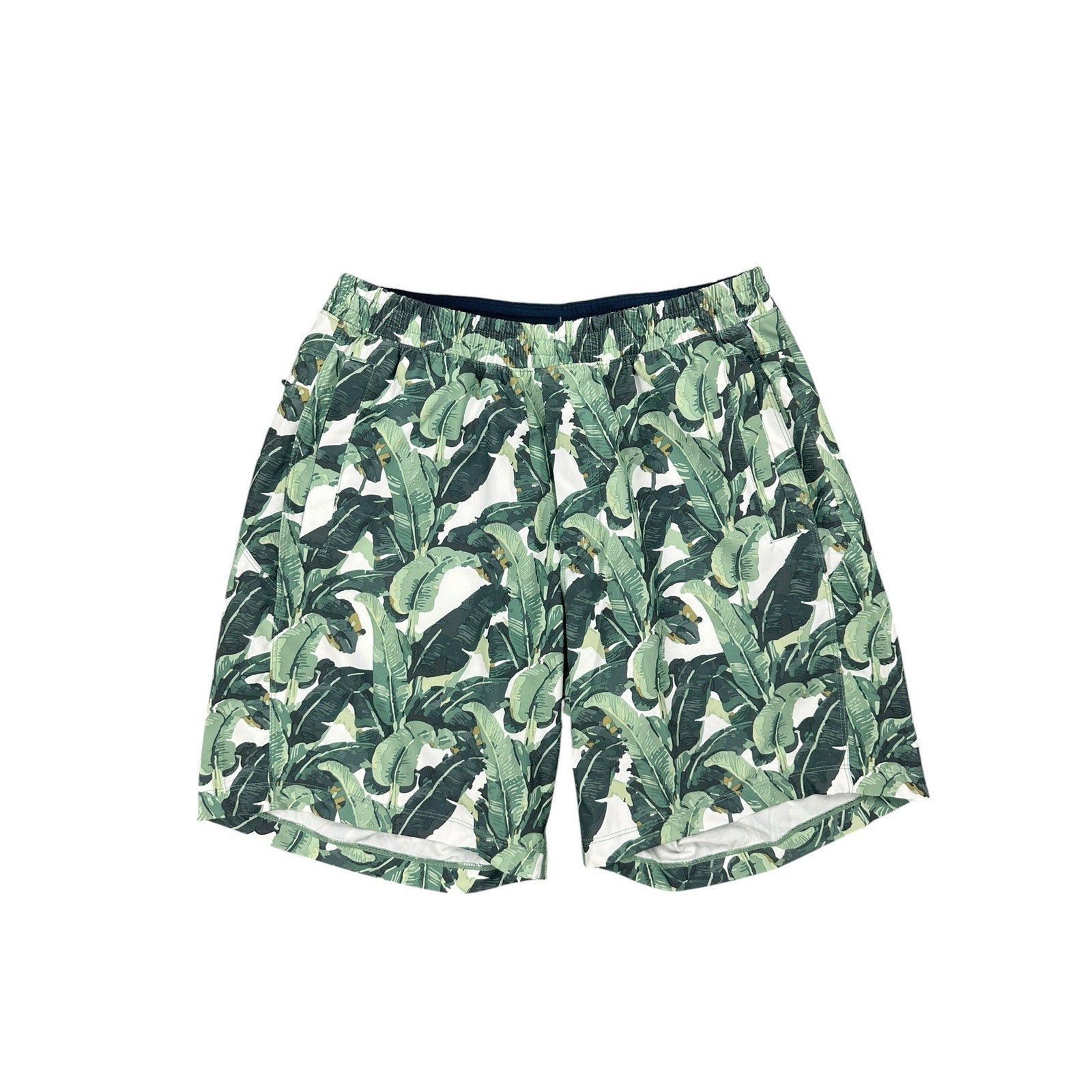 Birddogs Tropical Lined Gym Training Shorts in Greens, Tan and White — Size Large Extended // Preowned