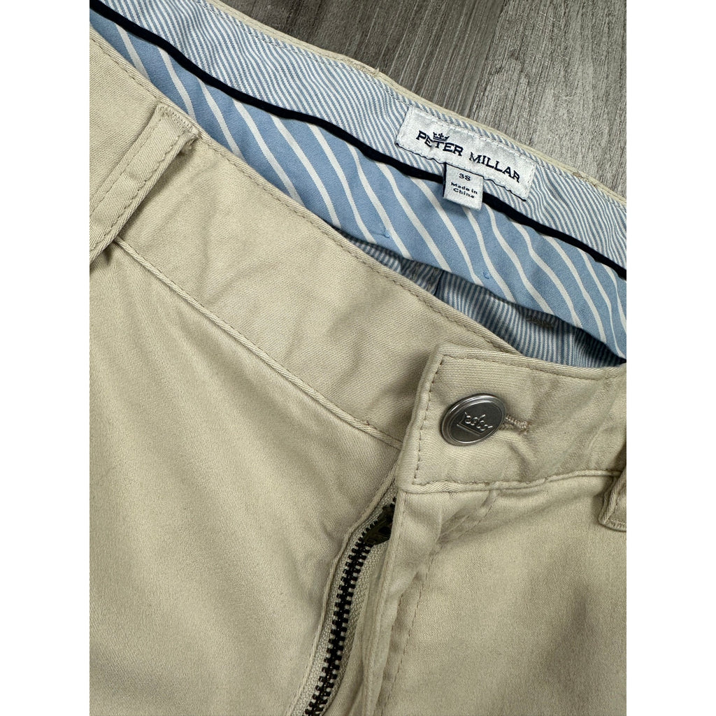 Peter Millar Ultimate Sateen Five Pocket Pants in Cream Khaki — Size 38 // Preowned