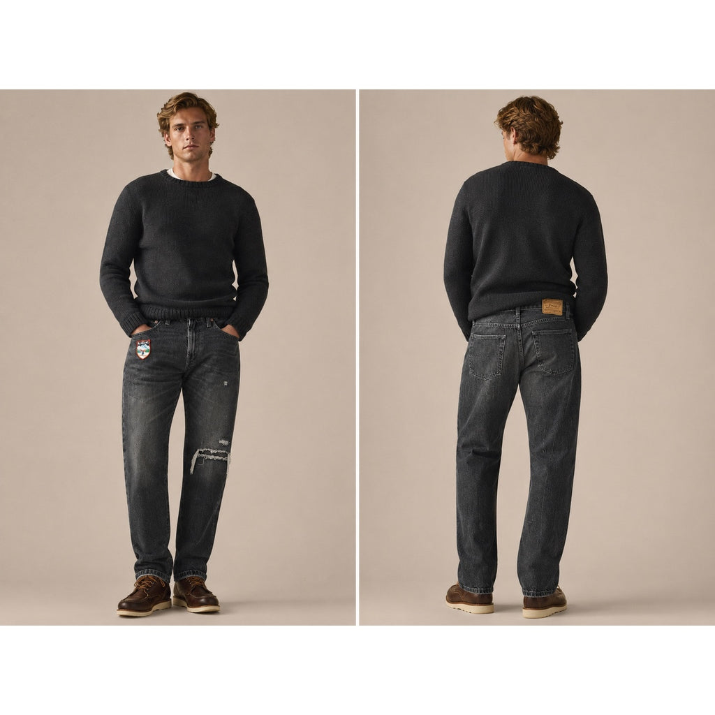 Polo Ralph Lauren The Hampton Straight Ski Club Distressed Jean in Washed Black — Size 29x32