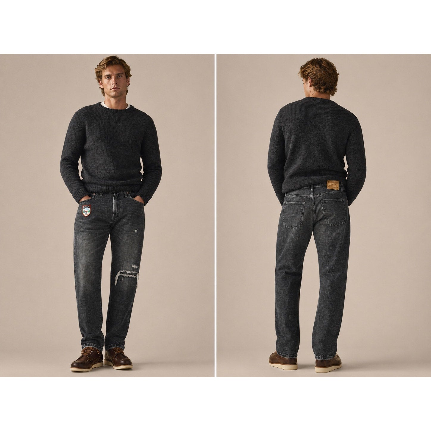 Polo Ralph Lauren The Hampton Straight Ski Club Distressed Jean in Washed Black — Size 29x32