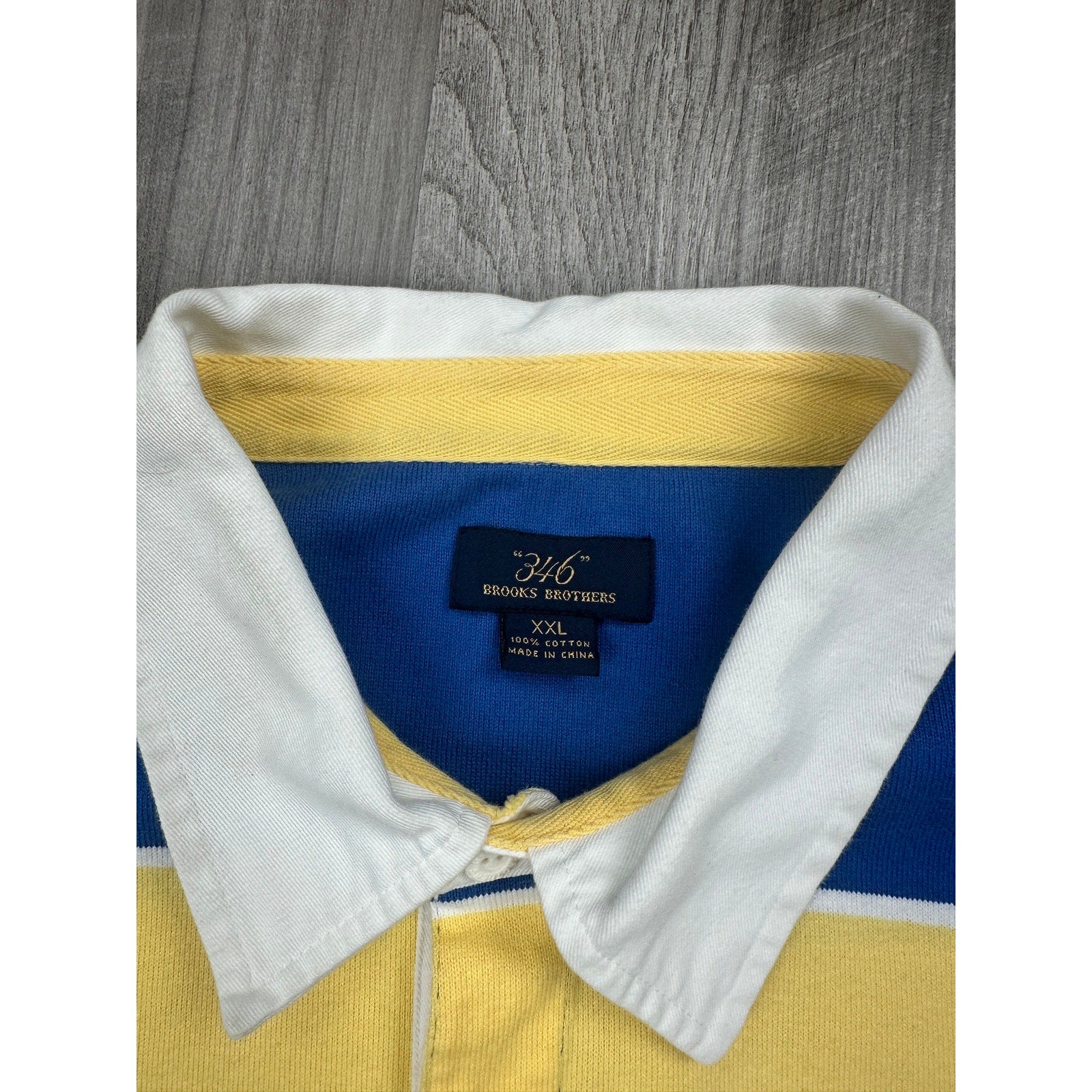 Brooks Brothers 346 Rugby Stripe Polo in Yellow, Blue, White — Size 2XL // Preowned