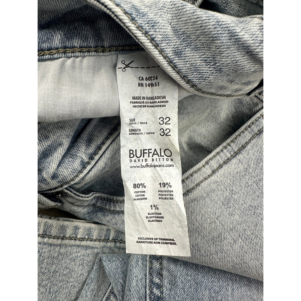 Buffalo David Bitton Ash Slim Fit Stretch Jean in Bleached and Blasted — Size 32x32
