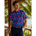 1764 Signature Pink Ananas Hawaiian Pineapple Golf Polo in Black — Size Medium