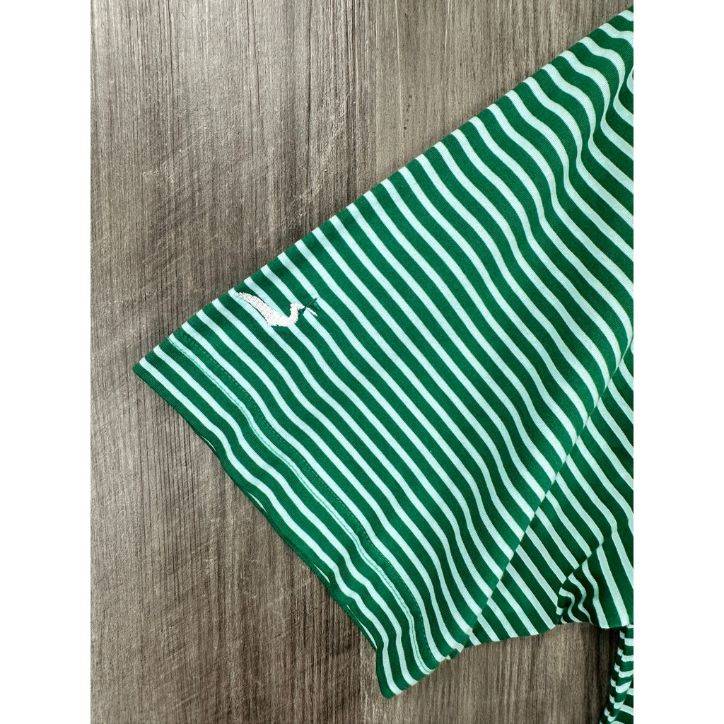 Peter Millar Andrews Stripe Mercerized Cotton Polo in Green Light Green — Size XL // Preowned