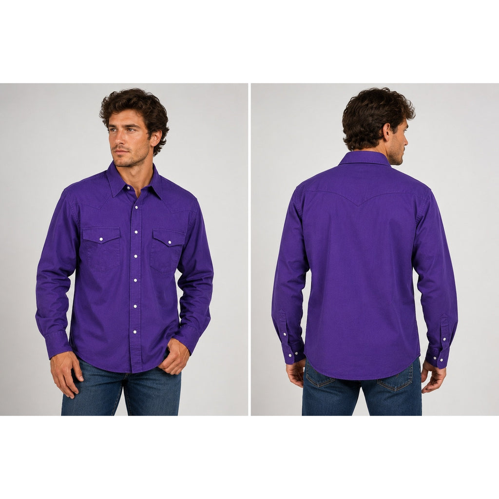 Cody James Twill Heavyweight Western Long Sleeve Pearl Snap in Purple — Size Medium // Preowned