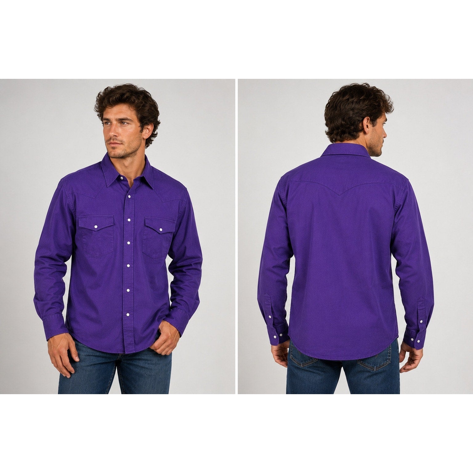 Cody James Twill Heavyweight Western Long Sleeve Pearl Snap in Purple — Size Medium // Preowned