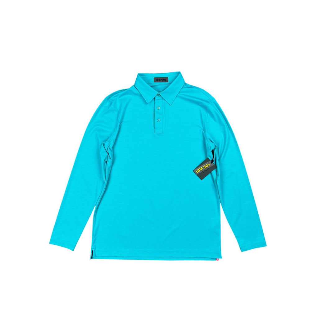 G/FORE Melange Ice Nylon Long Sleeve Polo in Siren Melange — Size Medium