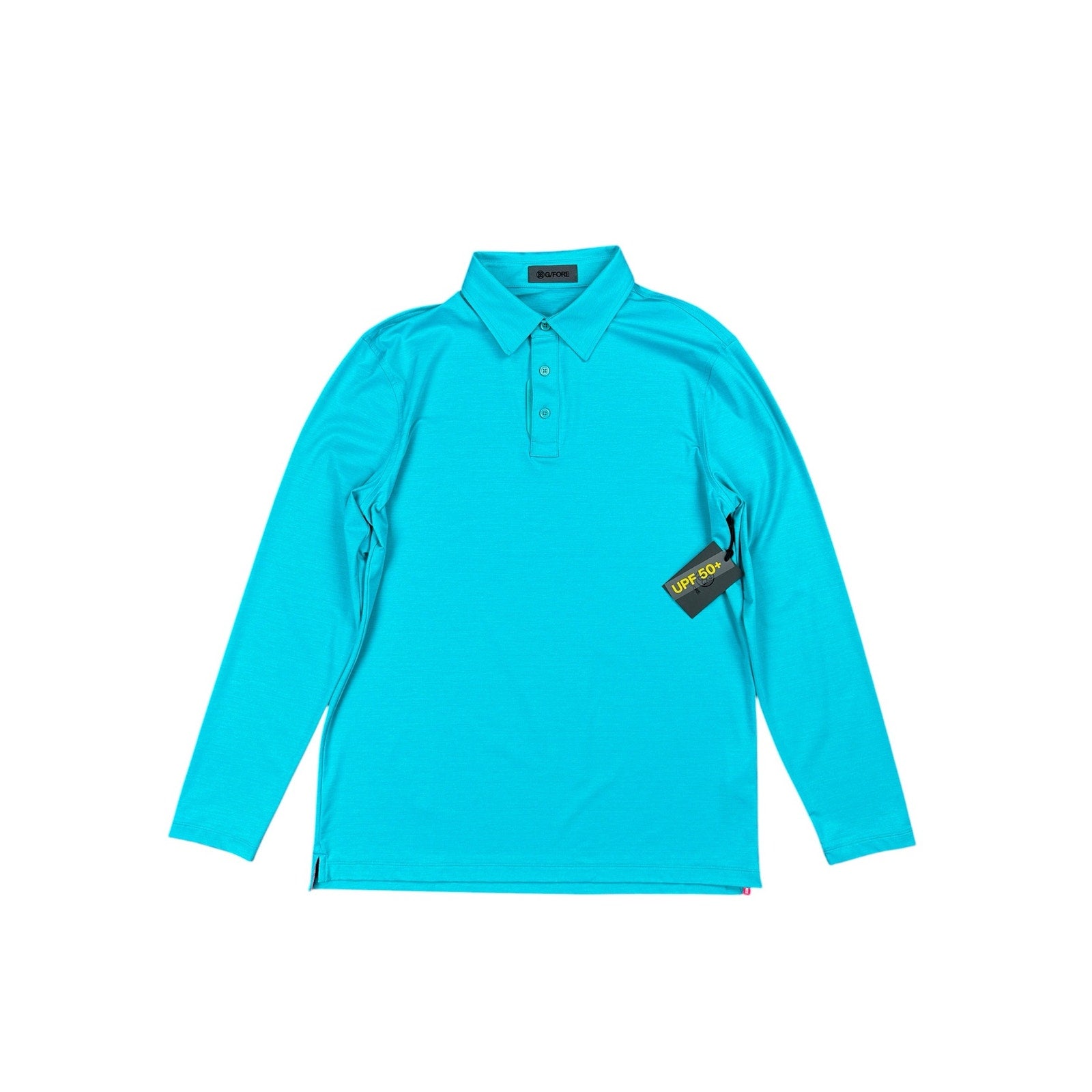G/FORE Melange Ice Nylon Long Sleeve Polo in Siren Melange — Size Medium