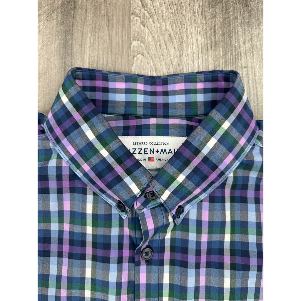 Mizzen+Main Leeward Collection Performance Plaid Trim Fit Long Sleeve Shirt — Size XL // Preowned