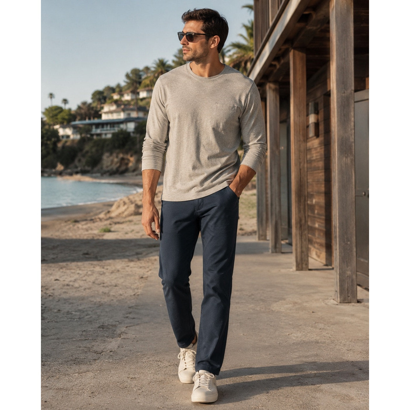 BYLT Coastal Straight Stretch Performance Trouser Pants in Navy — Size 32 // Preowned