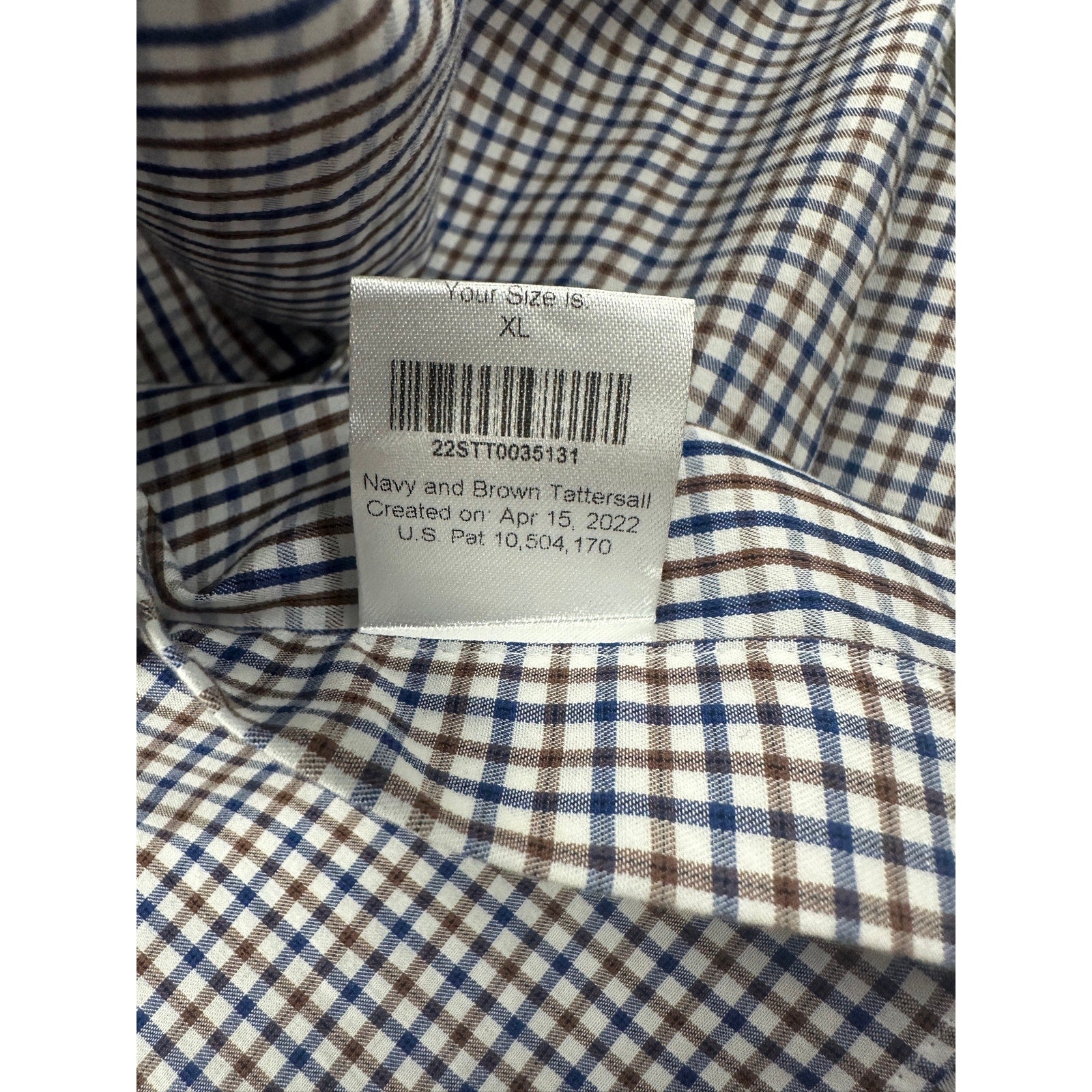 Lucchese Bootmaker Tattersall Plaid Western Long Sleeve Pearl Snap Button Down in Navy Brown and White — Size XL // Preowned