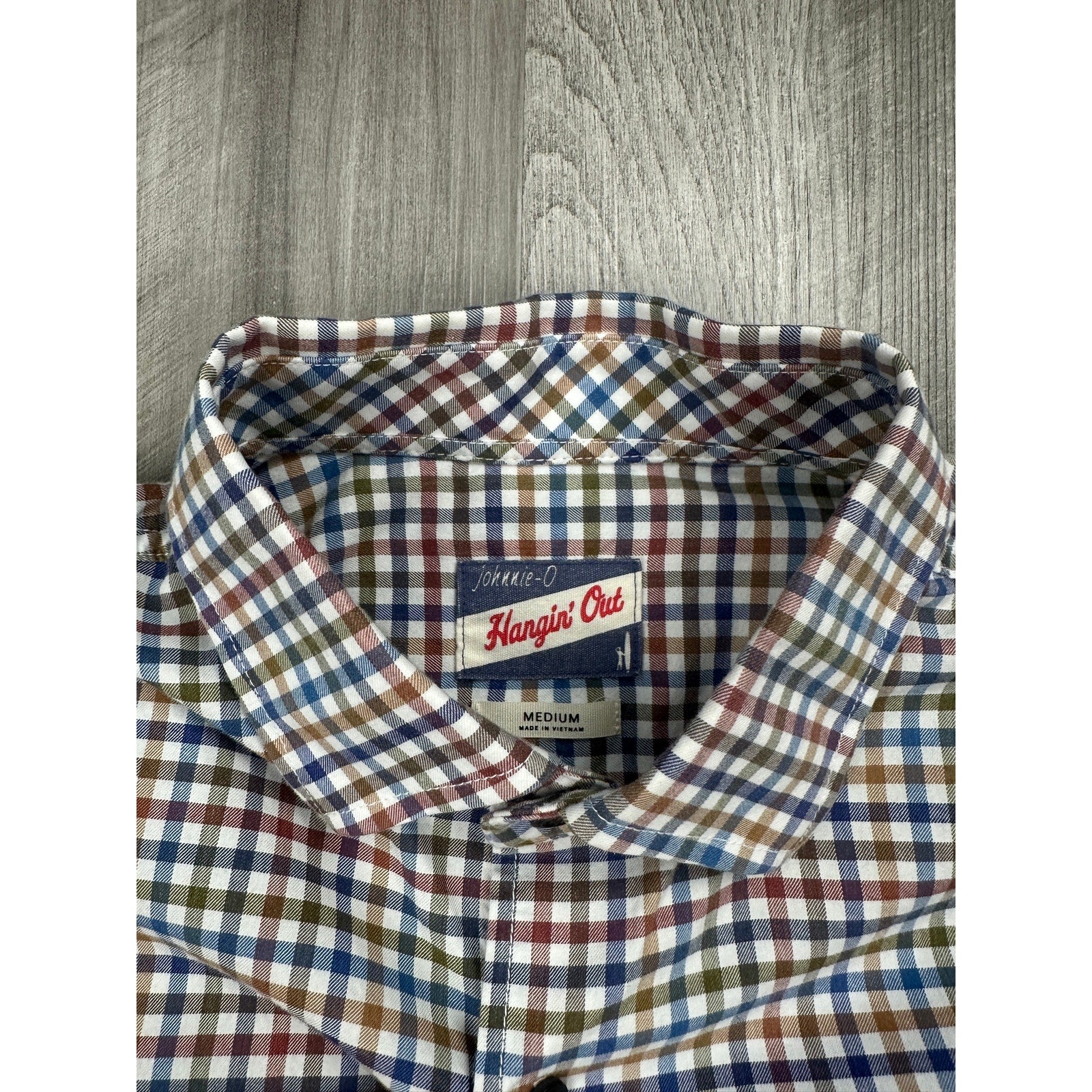 Johnnie-O Todd Checkered Hangin' Out Sport Shirt in Evergreen — Size Medium // Preowned