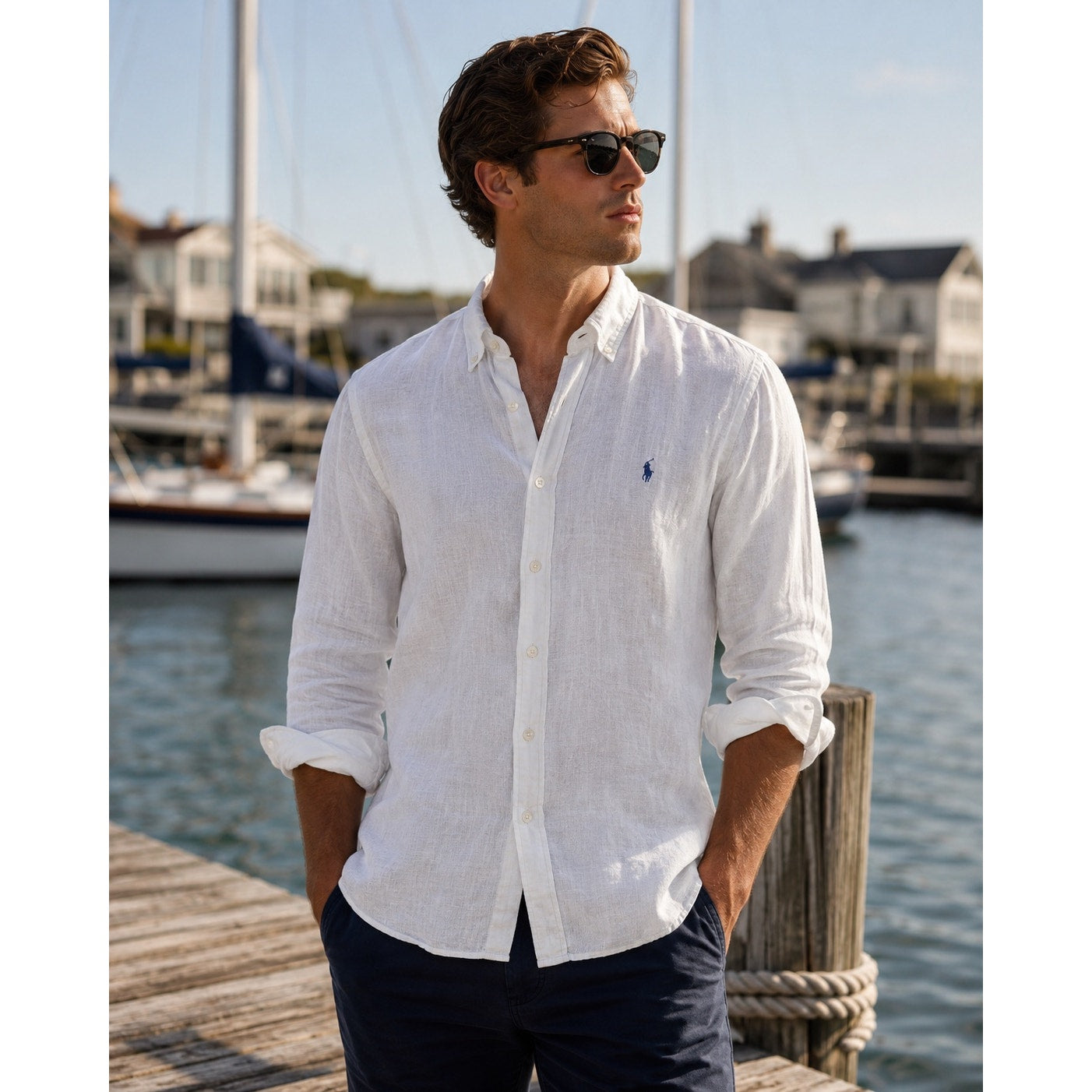 Polo Ralph Lauren Linen Classic Fit Long Sleeve Button Down in White Ivory — Size 3XB