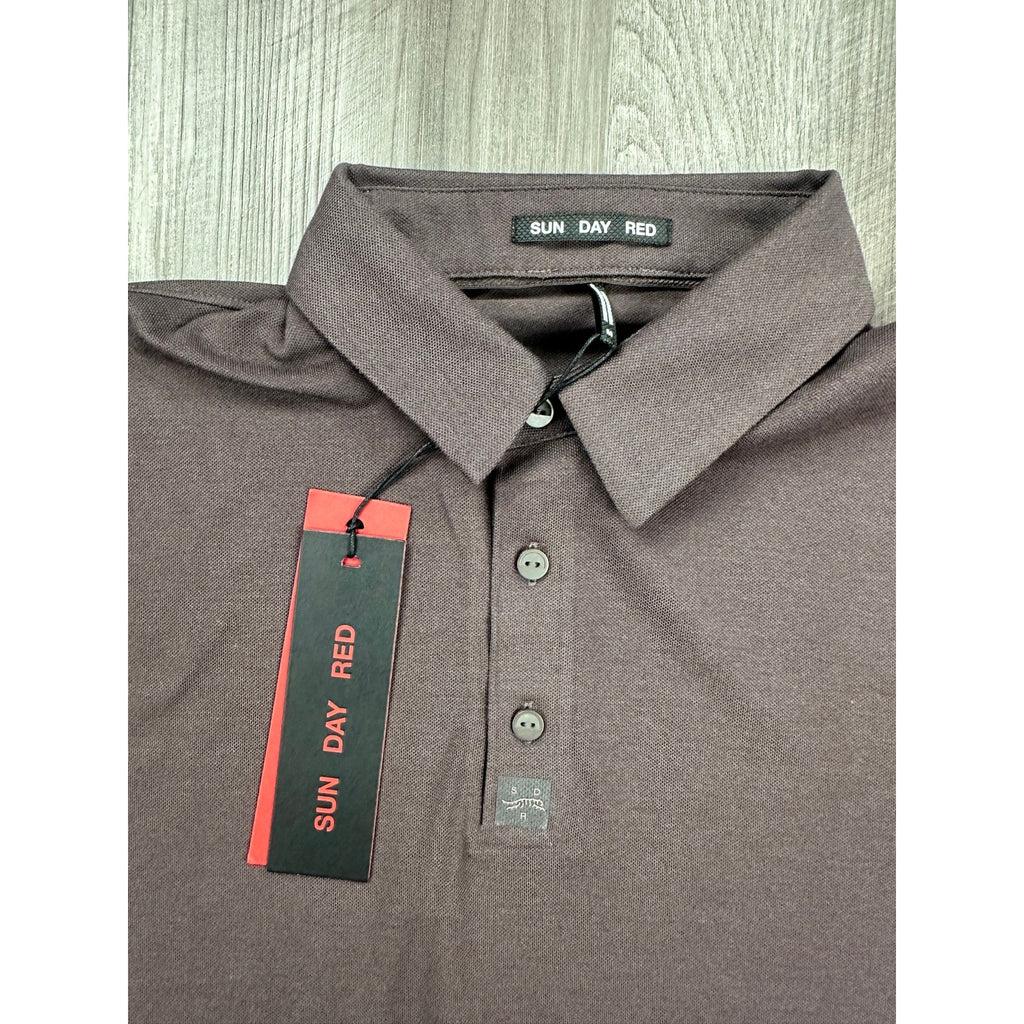 Sun Day Red Cypress Classic Crown Mesh Knit Polo in Brown — Size Medium