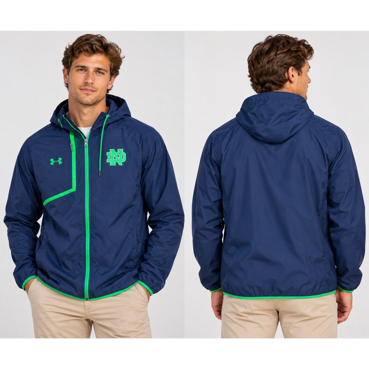 Under Armour Notre Dame Fighting Irish Storm Full Zip Hooded Windbreaker Jacket — Size Medium // Preowned