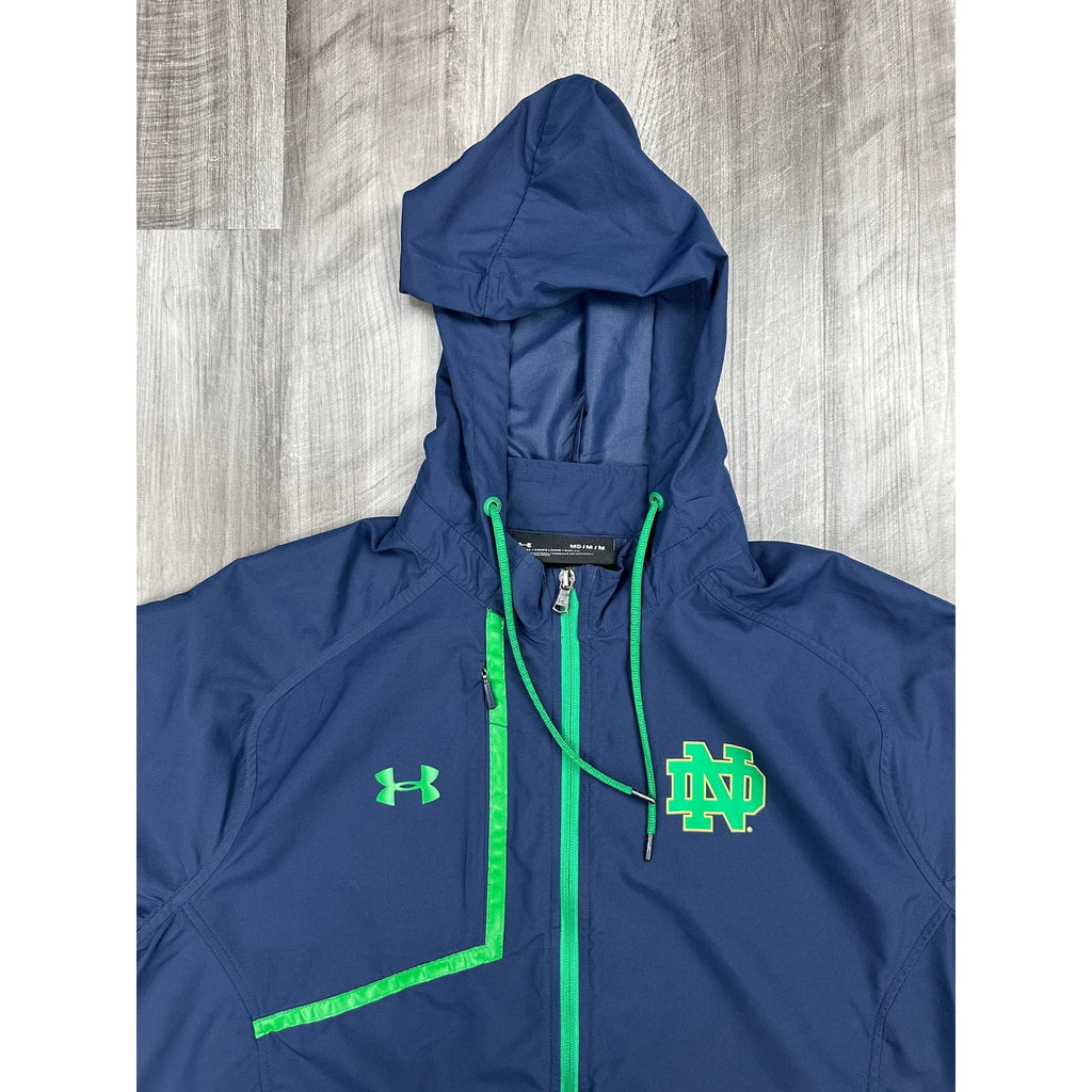Under Armour Notre Dame Fighting Irish Storm Full Zip Hooded Windbreaker Jacket — Size Medium // Preowned
