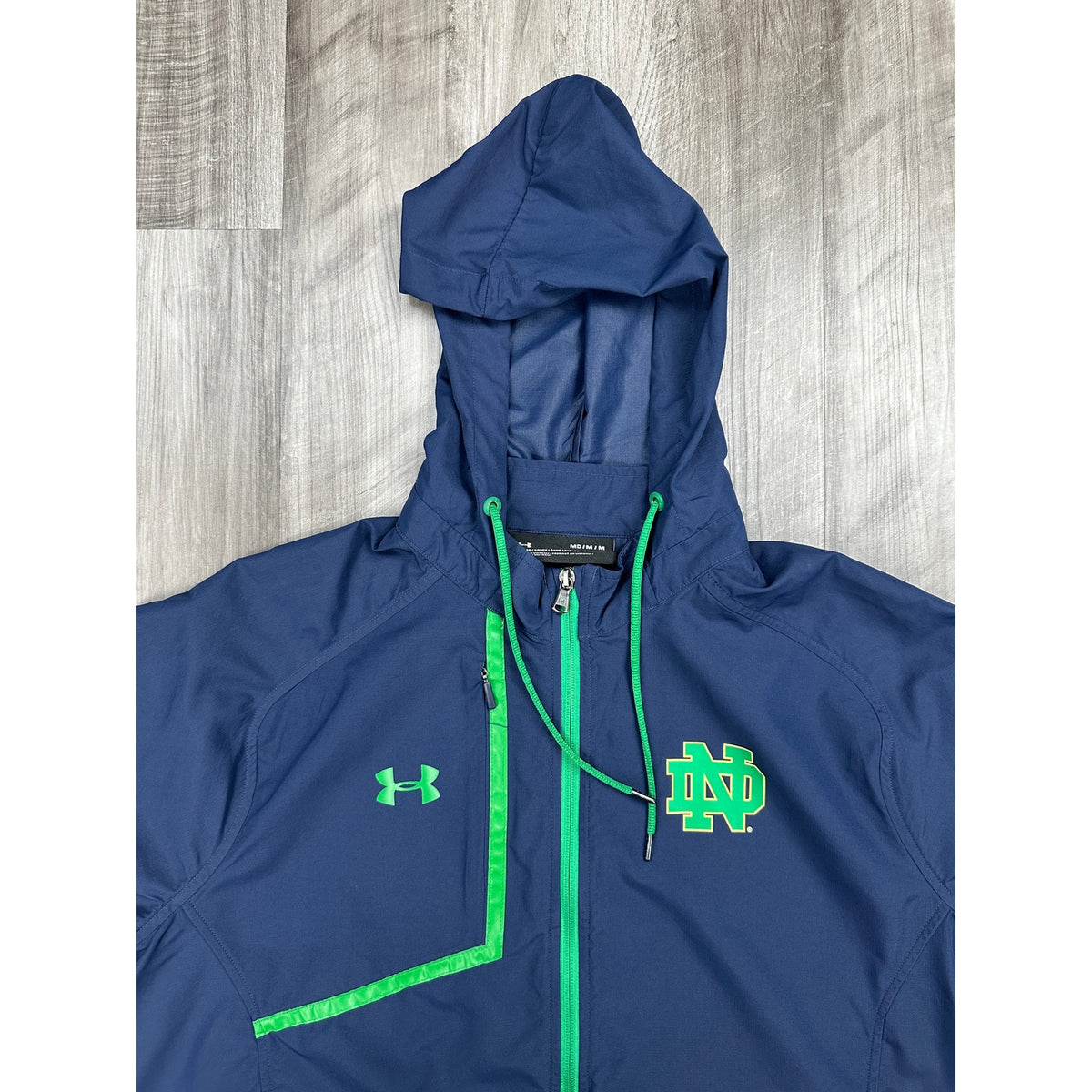 Under Armour Notre Dame Fighting Irish Storm Full Zip Hooded Windbreaker Jacket — Size Medium // Preowned