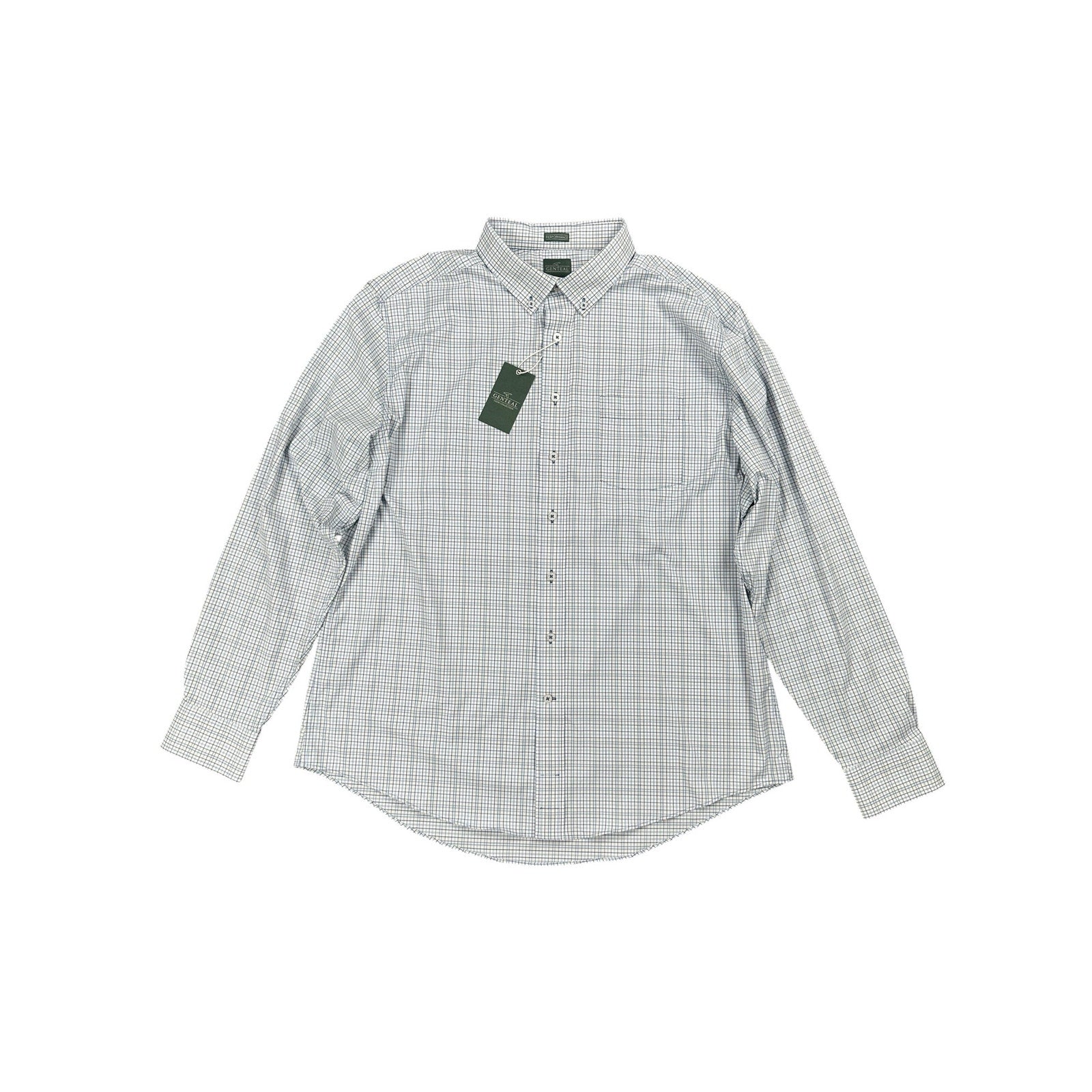 Genteal Club Collection Performance Sport Shirt Long Sleeve Button Down in Ether Plaid — Size XL